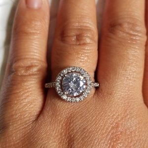 Simulated diamond rhodium plated ring 7